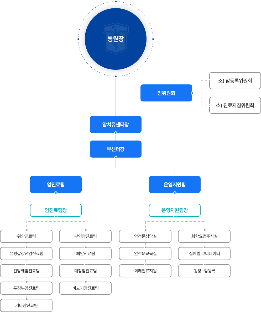 계명대학교 동산병원 암치유센터 조직도 이미지